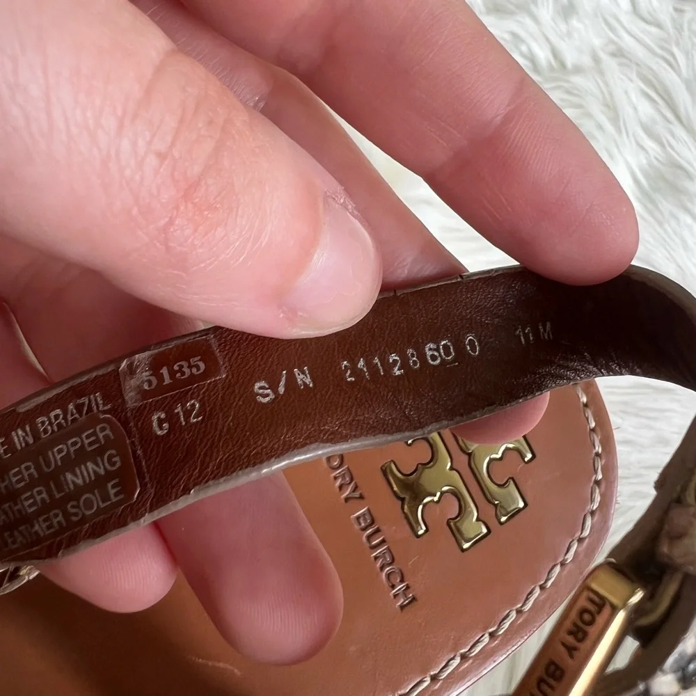 Tory Burch size 11 crocodile snakeprint leather summer vacation wedges